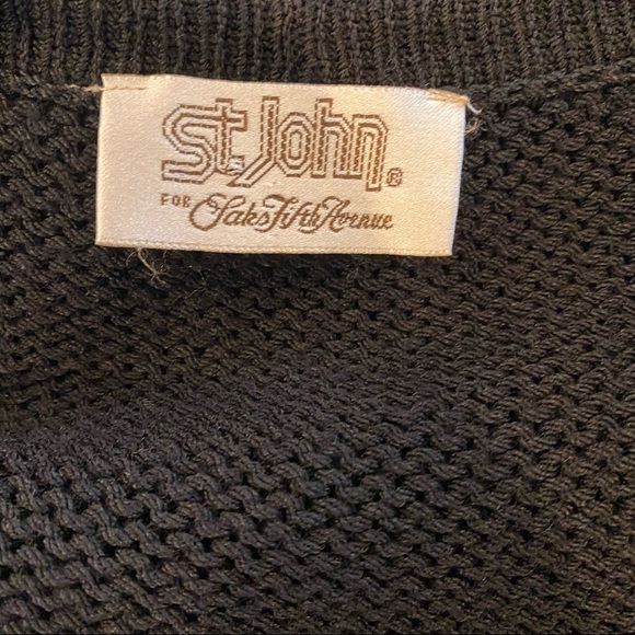 ST. JOHN Vintage 70’s Santana Knit Open Front Puff Shoulders Black Cardigan - Picture 8 of 10